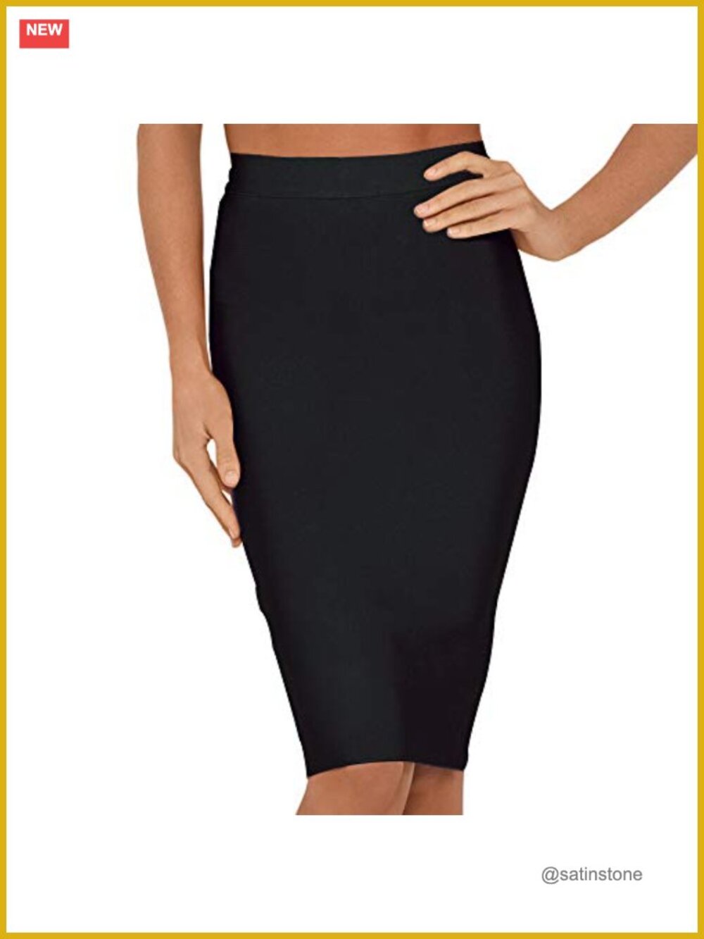 High Waist Knee Length Bandage Pencil Skirt with Elastic High Stretch